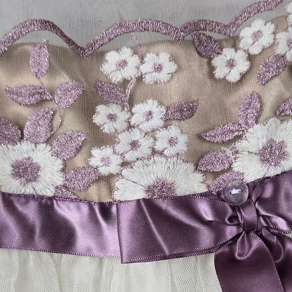 Rare Editions Baby Girl Formal Dress Purple Embroidered Frilly Mesh Tulle Ruffle - Picture 3 of 12
